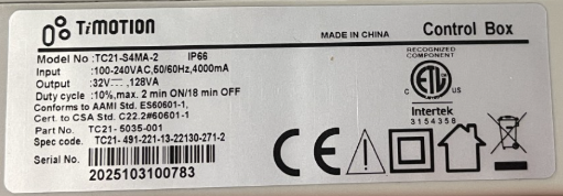 Armedica 03614 - TiMotion TC21 5035-001 S4MA-2 Actuator Controller (Includes Shipping)